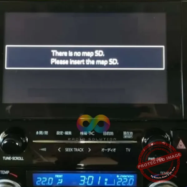 Toyota radio displaying the screen for the JBL 510037 Map SD in Kenya