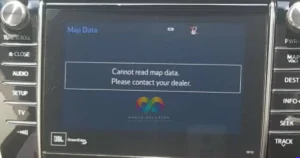 Toyota Harrier radio displaying the screen for the JBL 56112 Map SD
