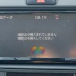 Toyota radio displaying the NSLN-W68 map SD card error screen