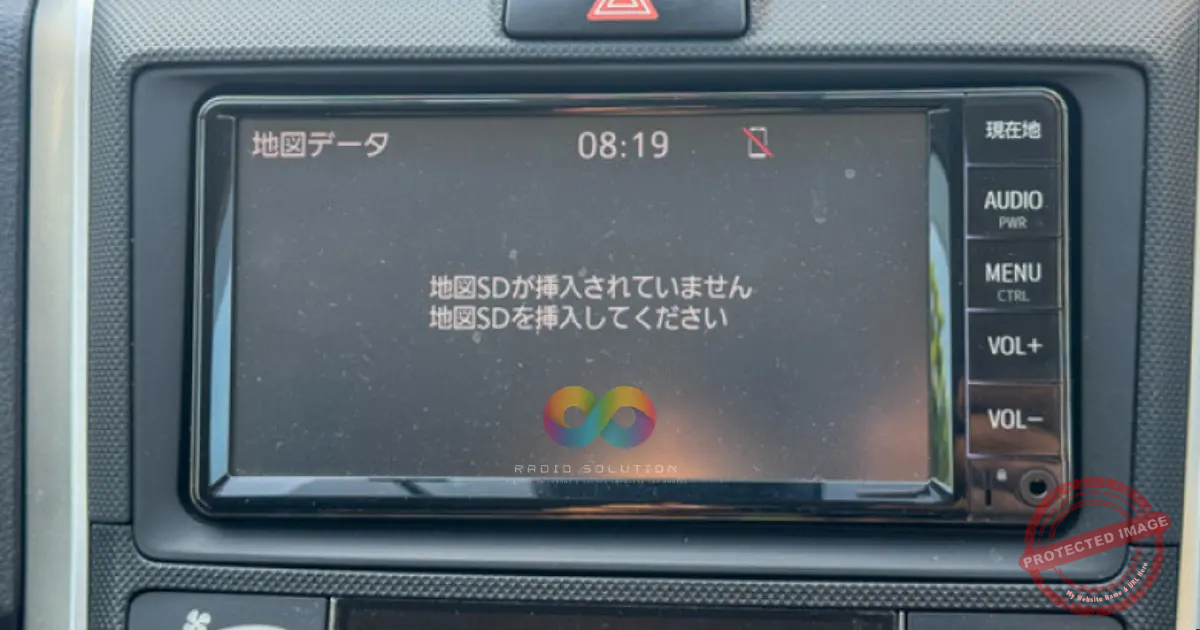 nsln-w68-map-sd-card Toyota radio displaying the NSLN-W68 map SD card error screen